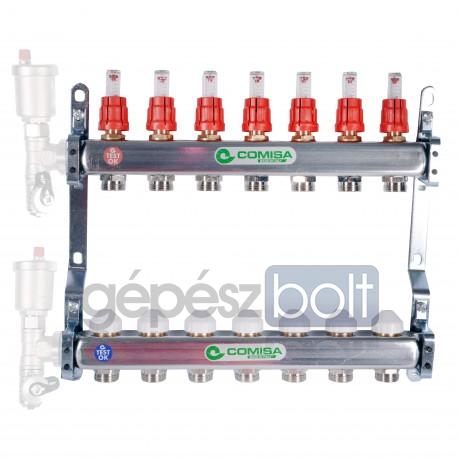 Comisa Osztó-gyűjtő térfogatáram mérővel, 7 körös, 1", inox