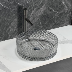 AREZZO design GLAM üvegmosdó, világosszürke 395 mm