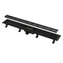 Alcaplast APZ10BLACK-750M Zuhanyfolyóka peremmel perforált rácsokhoz, fekete-matt 750 mm