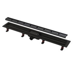 Alcaplast APZ10BLACK-750M Zuhanyfolyóka peremmel perforált rácsokhoz, fekete-matt 750 mm