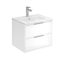 Mofém 2 fiókos fali mosdószekrény Fényes fehér 60x45x48 cm, Soft close fiókok