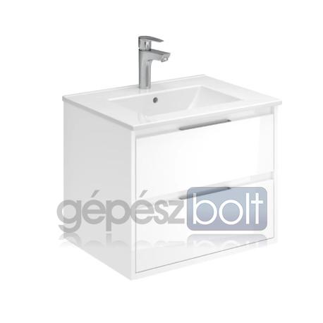 Mofém 2 fiókos fali mosdószekrény Fényes fehér 60x45x48 cm, Soft close fiókok