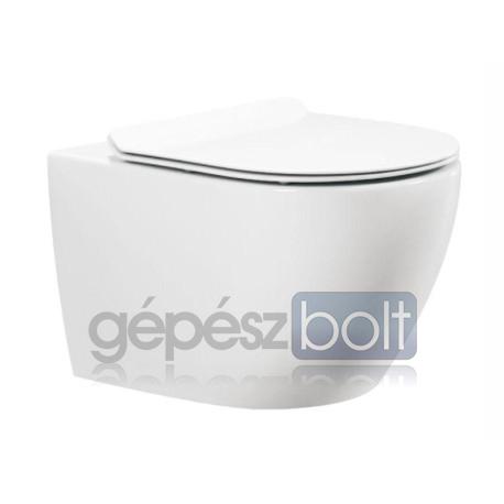 ARTIST SANITER fali wc, rimless, perem nélküli, íves, 535x360x330 mm, lecsapódás gátlós ülőkével