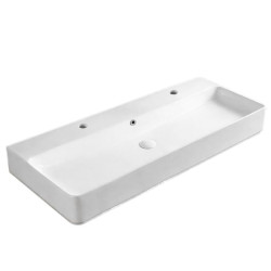 Artist saniter szögletes mosdó, két csaplyukas, 1100x420x135mm, slim mosdóperem, túlfolyóval