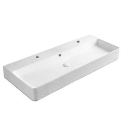 Artist saniter szögletes mosdó, két csaplyukas, 1100x420x135mm, slim mosdóperem, túlfolyóval