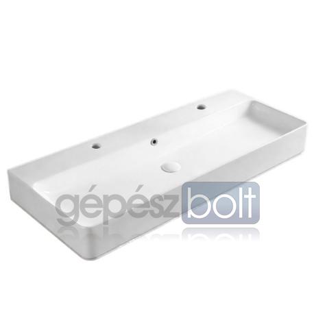 Artist saniter szögletes mosdó, két csaplyukas, 1100x420x135mm, slim mosdóperem, túlfolyóval
